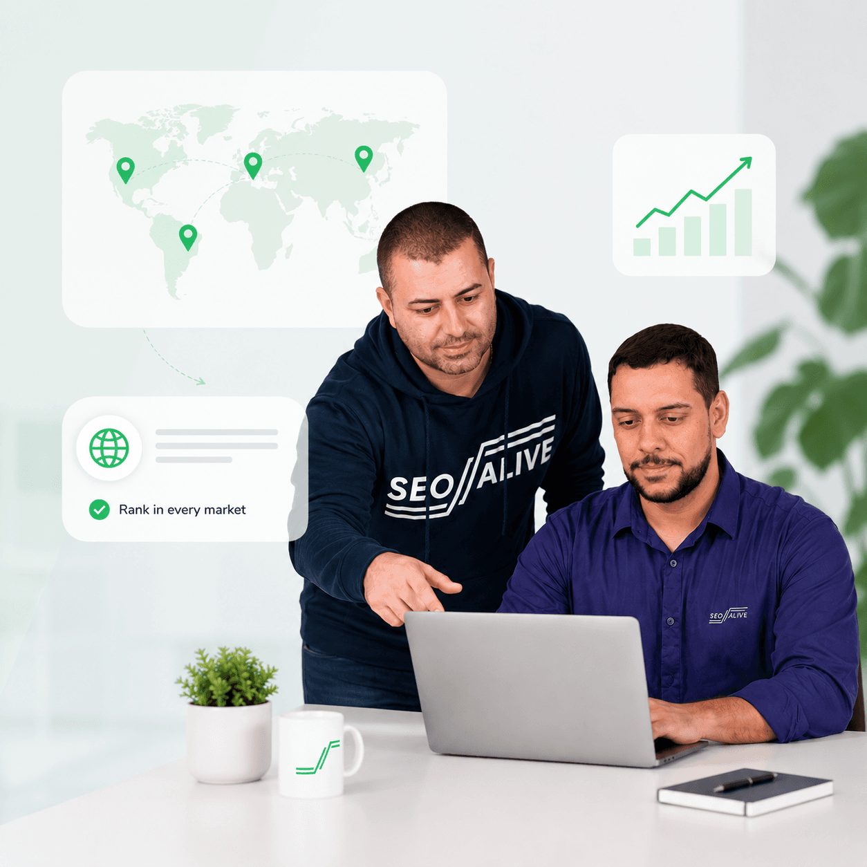 Ilustração de SEO internacional: expansão global