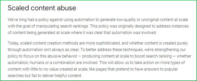 Documentação oficial do Google sobre conteúdo e AI