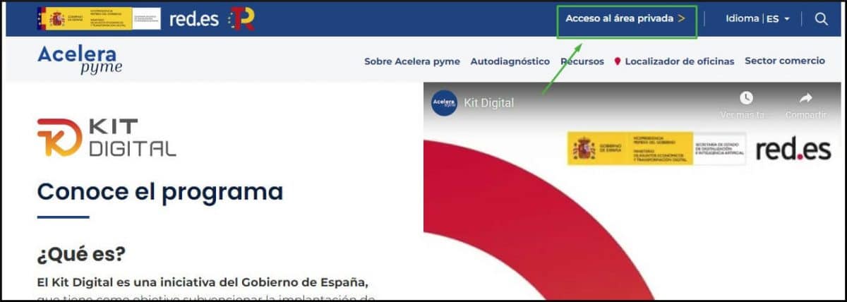 Acesso à área privada do Kit Digital
