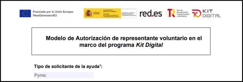 Autorização do Representante Voluntário para o Kit Digital