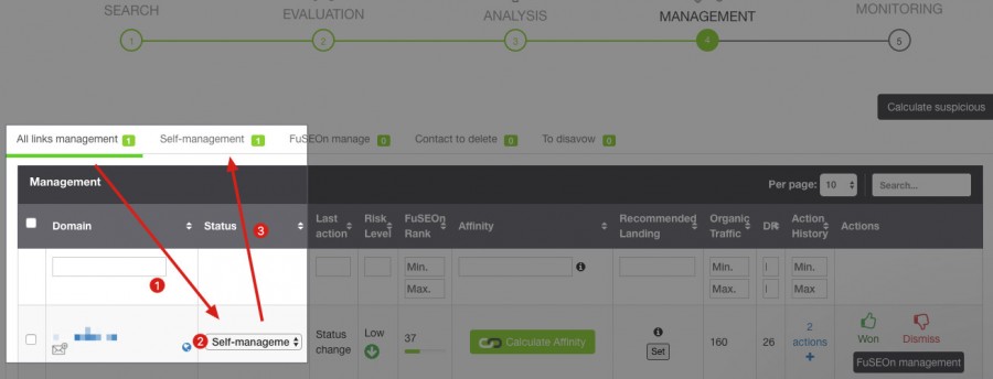 Flujo para cambiar a Self-management un prospect en Link Affinity