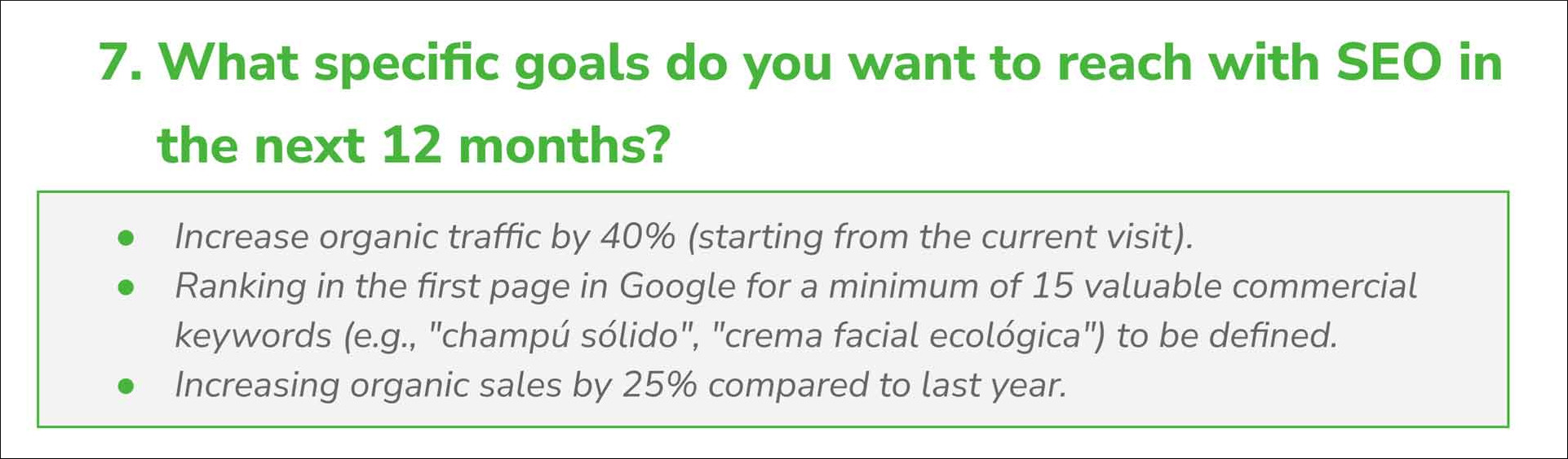 Objectives in SEO Alive's Marketing brief