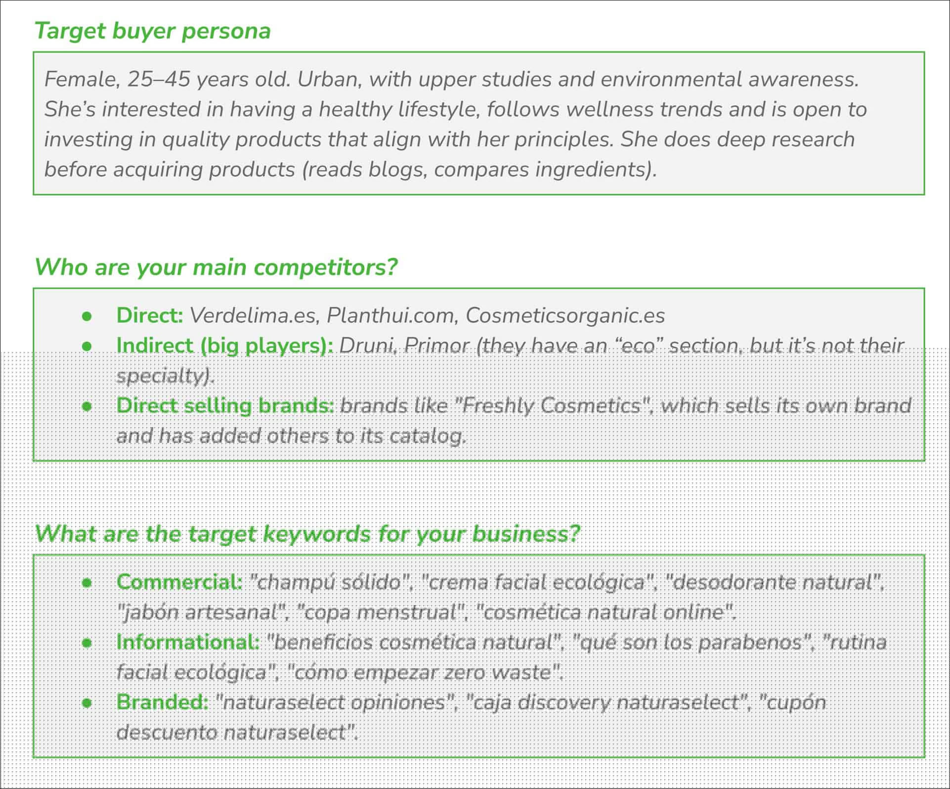 Target audience profile for SEO Alive's Marketing brief
