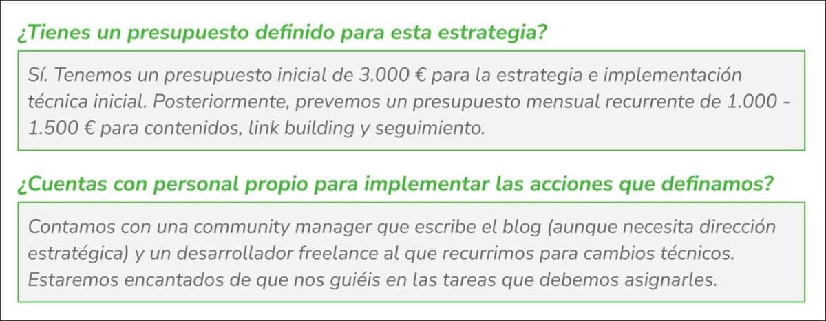 Pressupost en Briefing SEO de SEO Alive