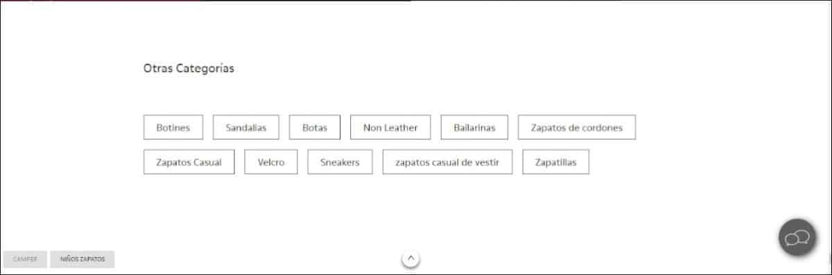 Hard-to-access categories at the bottom of the page
