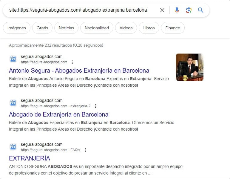 Example of cannibalization in a law firm's website